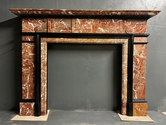 010 Original 19th Century Victorian Belgian Rouge Marble Fireplace
