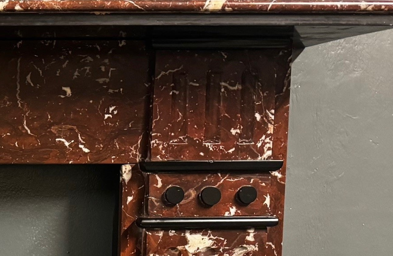 0133 Original 19th Century Victorian Belgian Rouge Fireplace