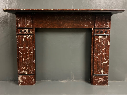 0133 Original 19th Century Victorian Belgian Rouge Fireplace
