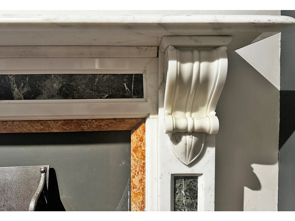 030 Original Victorian Statuary White Marble Fireplace