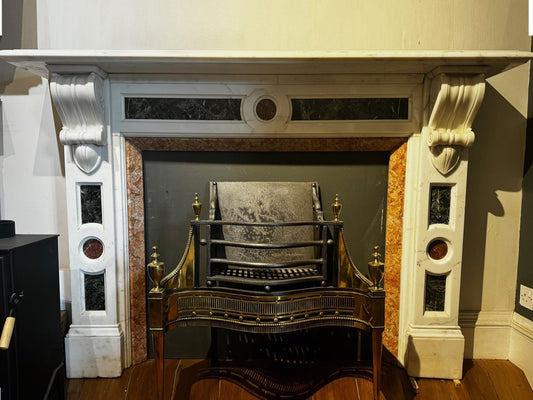 030 Original Victorian Statuary White Marble Fireplace