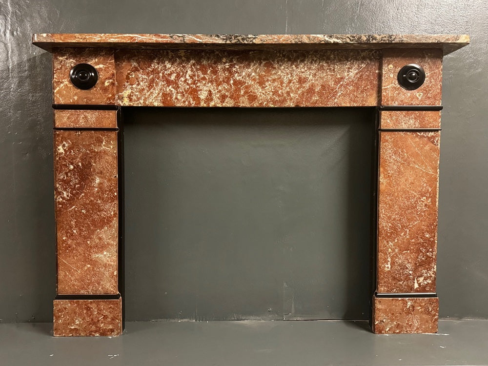 049 Original Victorian Belgian Rouge Marble Fireplace