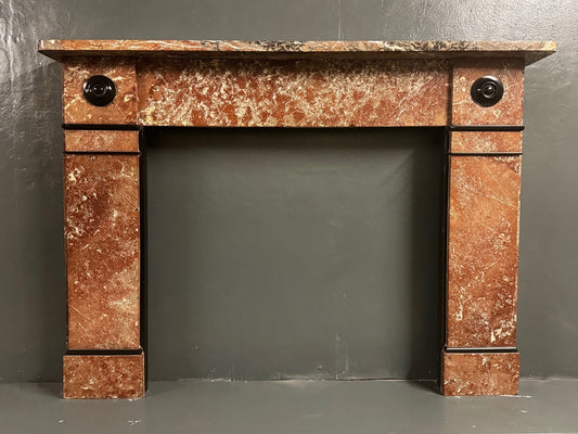 049 Original Victorian Belgian Rouge Marble Fireplace