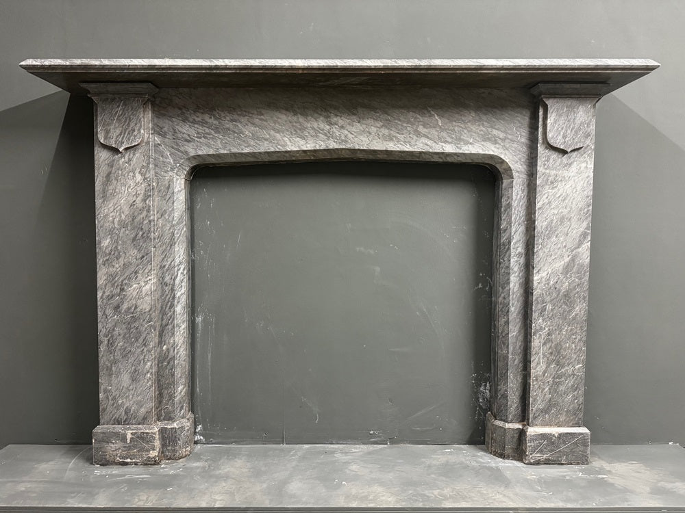 069 Bardiglio Fiorito Antique Marble Fireplace