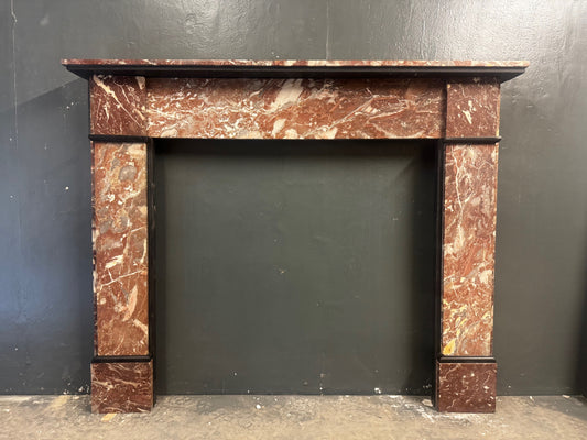 080 Original Victorian Belgian Rouge Marble Fireplace