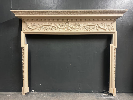 081 Reclaimed Georgian Baroque Style Pine & Gesso Fireplace