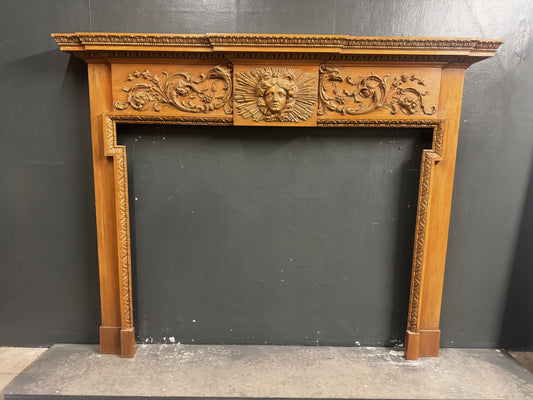 082 Antique Georgian Design Pine & Gesso Fireplace