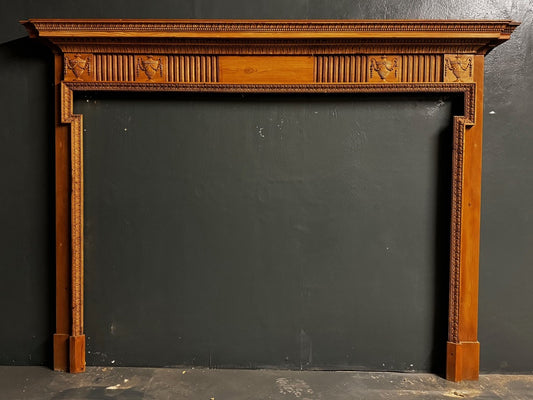 089 Reclaimed Re-Modelled Hand Carved Pine Fireplace