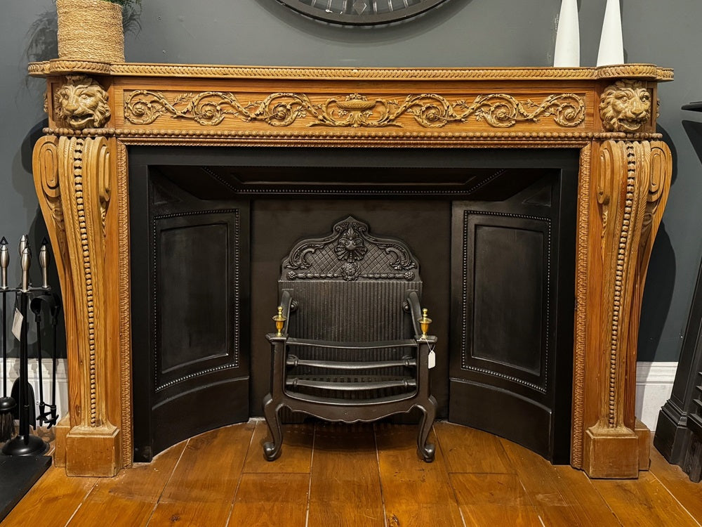 025 Original Regency Hand Carved Pine and Limewood Fireplace