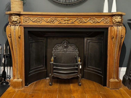 025 Original Regency Hand Carved Pine and Limewood Fireplace