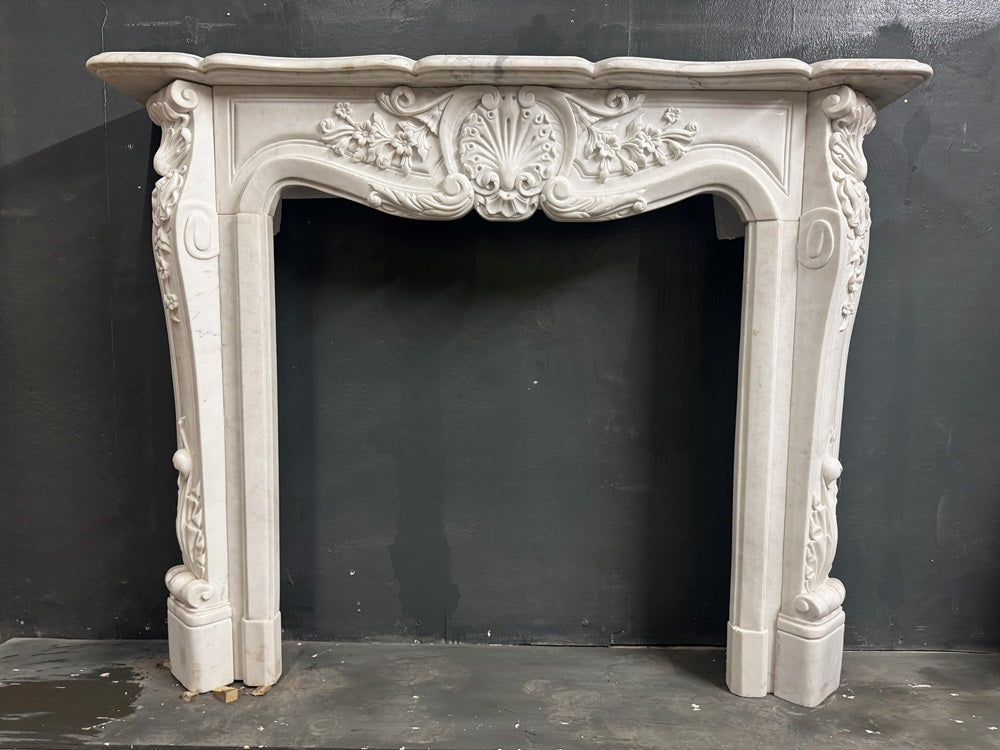 NO070  Replica Louis XV carved marble fireplace