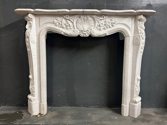 NO070  Replica Louis XV carved marble fireplace