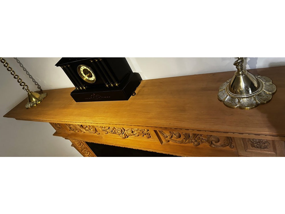 037 Hand Carved Pine Fireplace