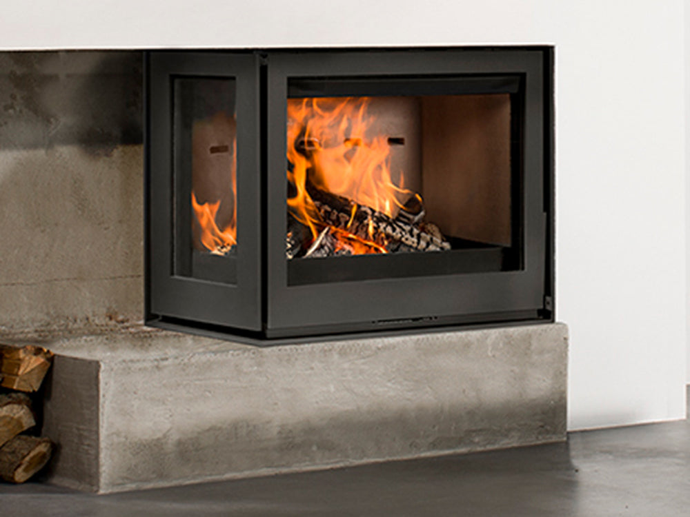 SPECIAL OFFER: Barbas Unilux 270 two sided corner, left sided cassette Wood burner